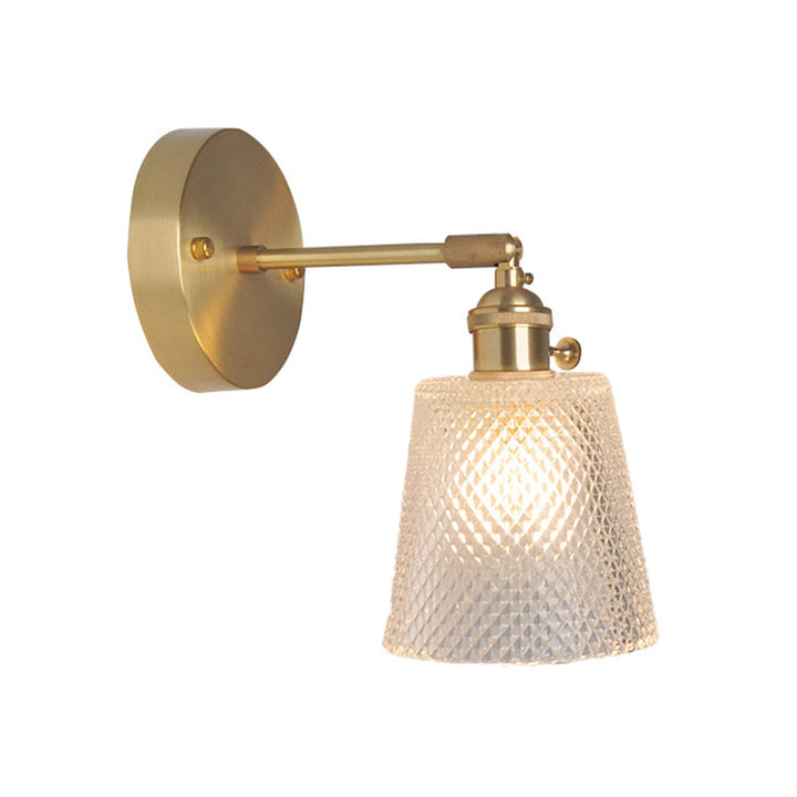 Skørter | Iron Brass Finish Wall Reading Light Swing Arm 1-Light Industrial Wall Mounted Lamp with Flower/Bowl Clear Glass Shade