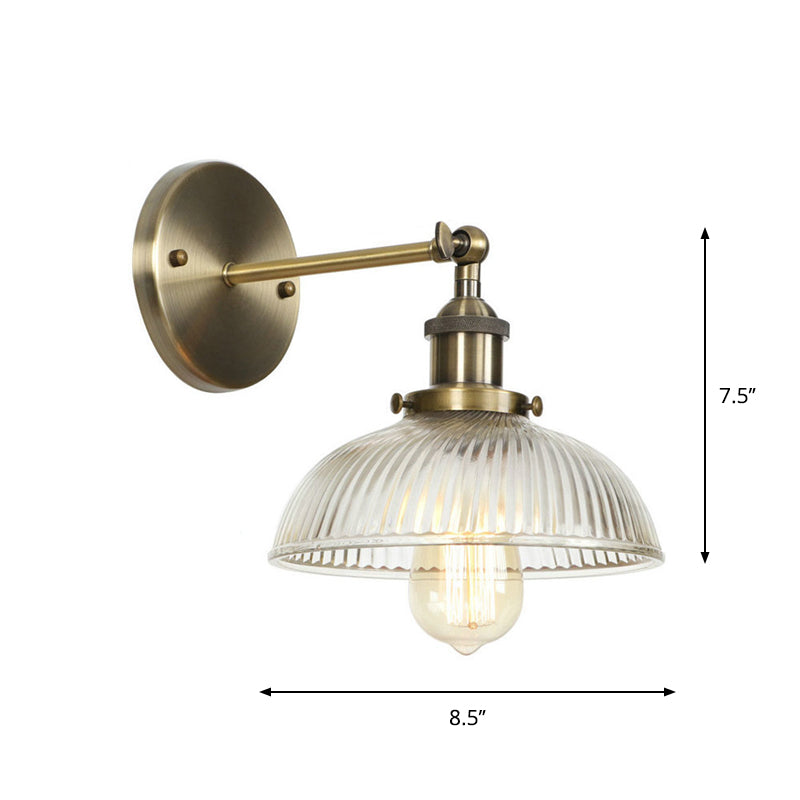 Lisslune | Brass Cone/Bell Swing Shade Wall Lamp Industrial Clear Glass Single Dining Room Wall Mount Light