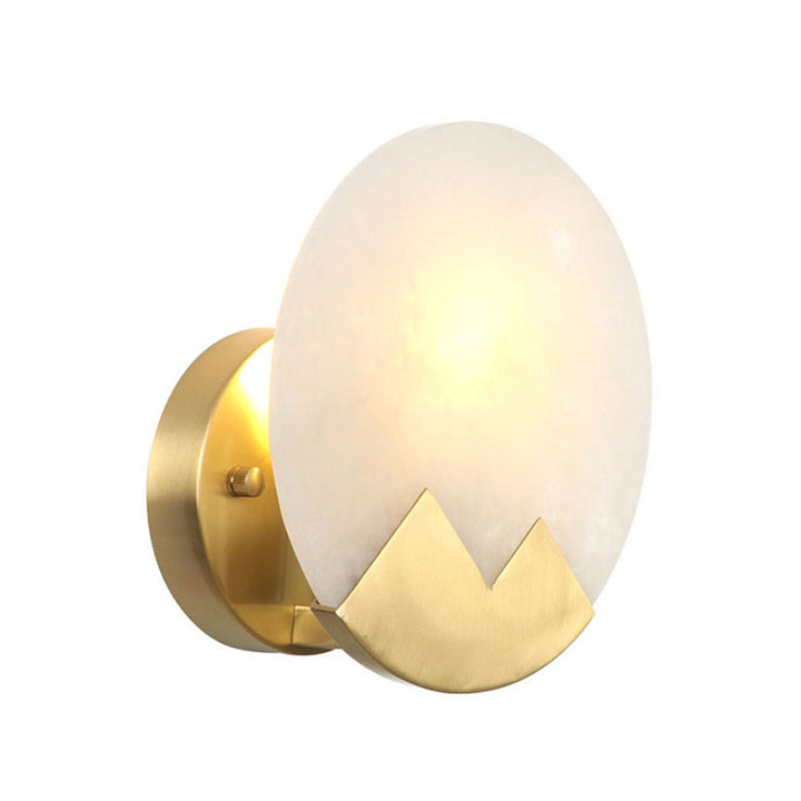 Lisslune | Brass 1-Light Wall Lamp Fixture Antique Frosted White Glass Tulip Shade/Cylinder Wall Mount Light with Arm