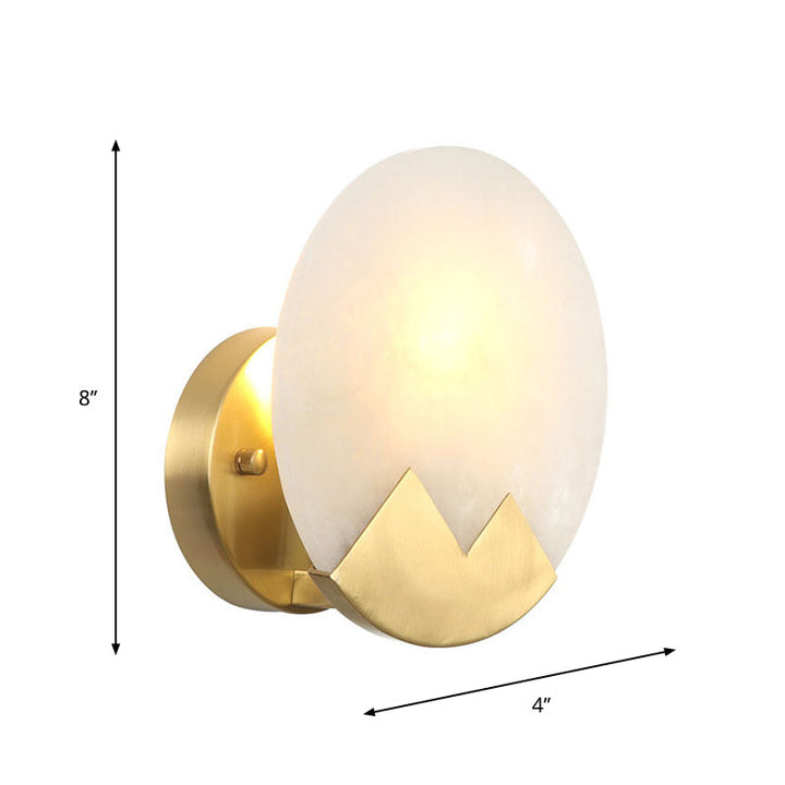 Lisslune | Brass 1-Light Wall Lamp Fixture Antique Frosted White Glass Tulip Shade/Cylinder Wall Mount Light with Arm