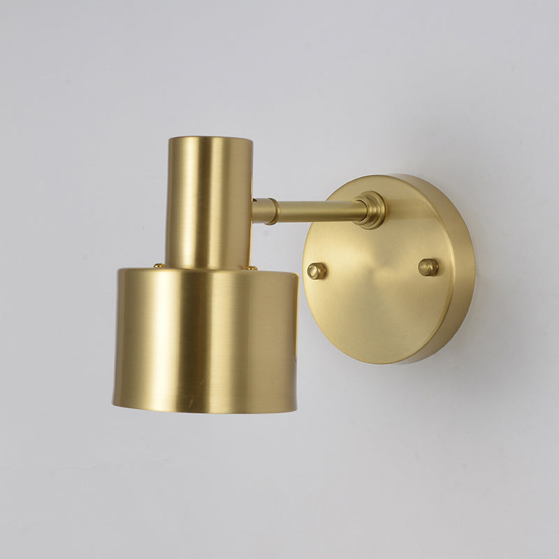 Lisslune | Brass 1-Light Wall Lamp Fixture Antique Frosted White Glass Tulip Shade/Cylinder Wall Mount Light with Arm