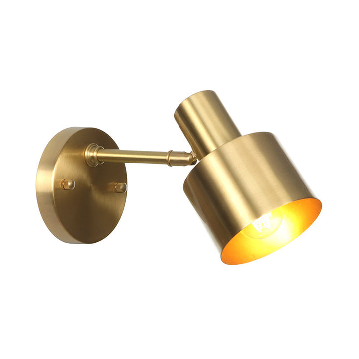 Lisslune | Brass 1-Light Wall Lamp Fixture Antique Frosted White Glass Tulip Shade/Cylinder Wall Mount Light with Arm