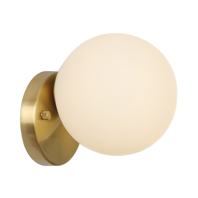 Lisslune | Brass 1-Light Wall Lamp Fixture Antique Frosted White Glass Tulip Shade/Cylinder Wall Mount Light with Arm