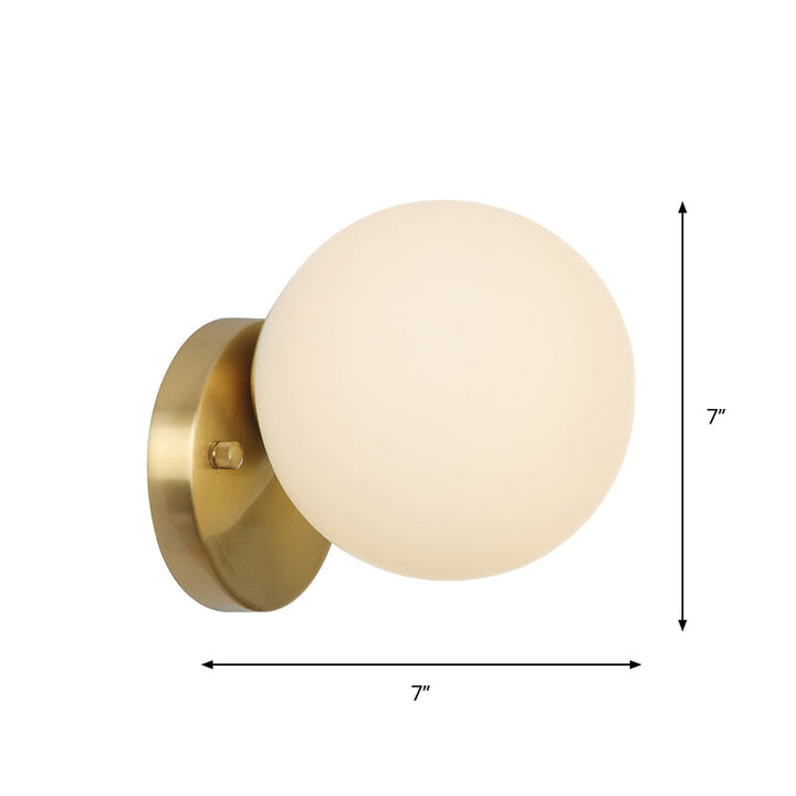 Lisslune | Brass 1-Light Wall Lamp Fixture Antique Frosted White Glass Tulip Shade/Cylinder Wall Mount Light with Arm