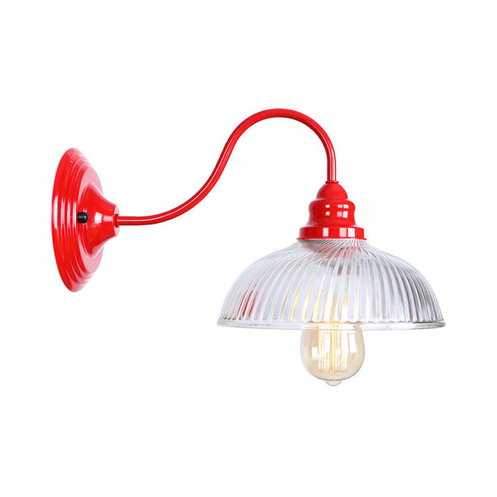 Lisslune | Iron Red Wall Lighting Kit Gooseneck 1 Bulb Loft Style Wall Lighting with Cone/Sphere/Bell Clear Glass Shade