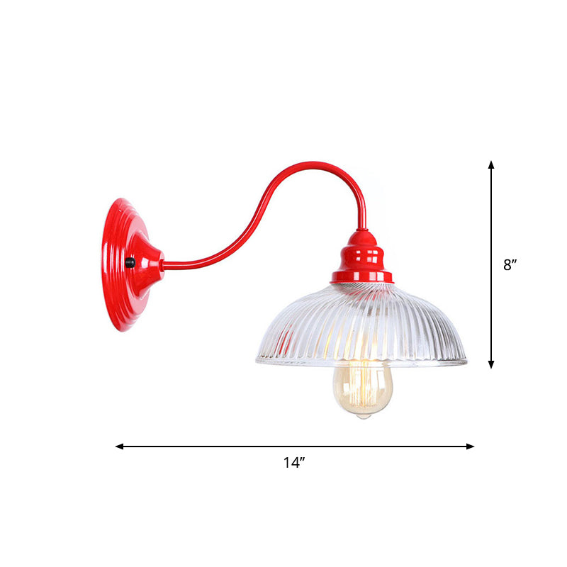 Lisslune | Iron Red Wall Lighting Kit Gooseneck 1 Bulb Loft Style Wall Lighting with Cone/Sphere/Bell Clear Glass Shade