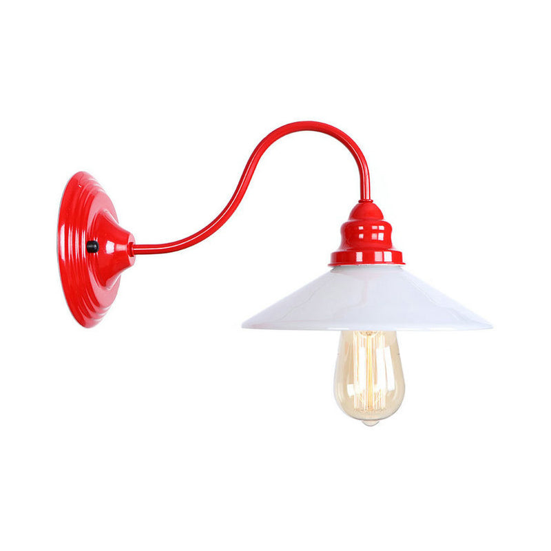 Lisslune | Iron Red Wall Lighting Kit Gooseneck 1 Bulb Loft Style Wall Lighting with Cone/Sphere/Bell Clear Glass Shade