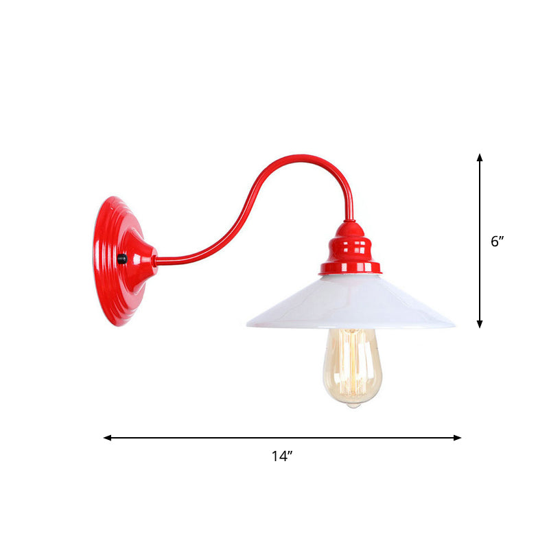 Lisslune | Iron Red Wall Lighting Kit Gooseneck 1 Bulb Loft Style Wall Lighting with Cone/Sphere/Bell Clear Glass Shade
