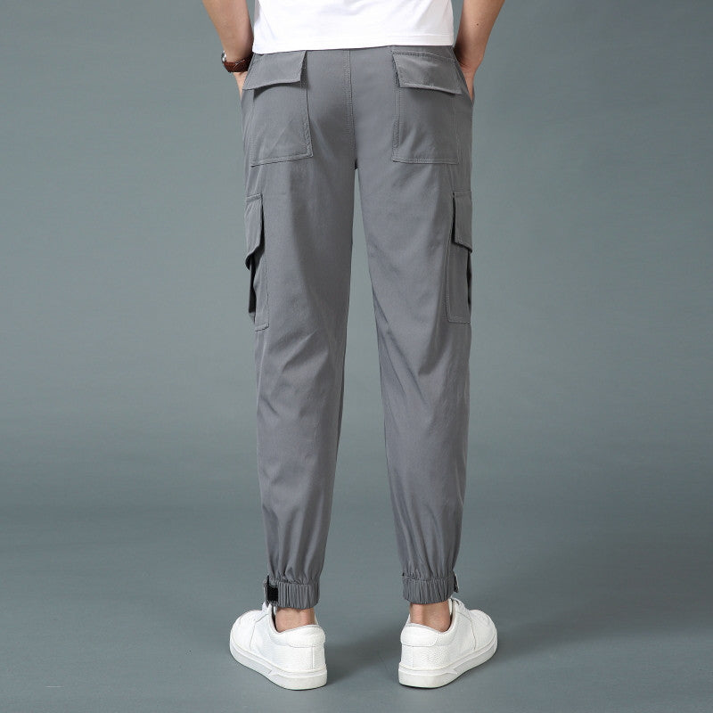 Men's cargo pants with elastic waistband and practical side pockets Lisslune