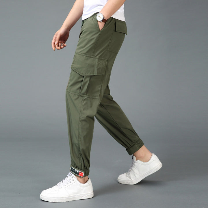 Men's cargo pants with elastic waistband and practical side pockets Lisslune