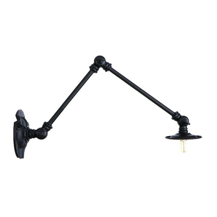 Skørter | Adjustable 2-arm iron wall lamp Warehouse 1-light studio task wall lamp with disc shade in black, 4"/12"/19.5" long