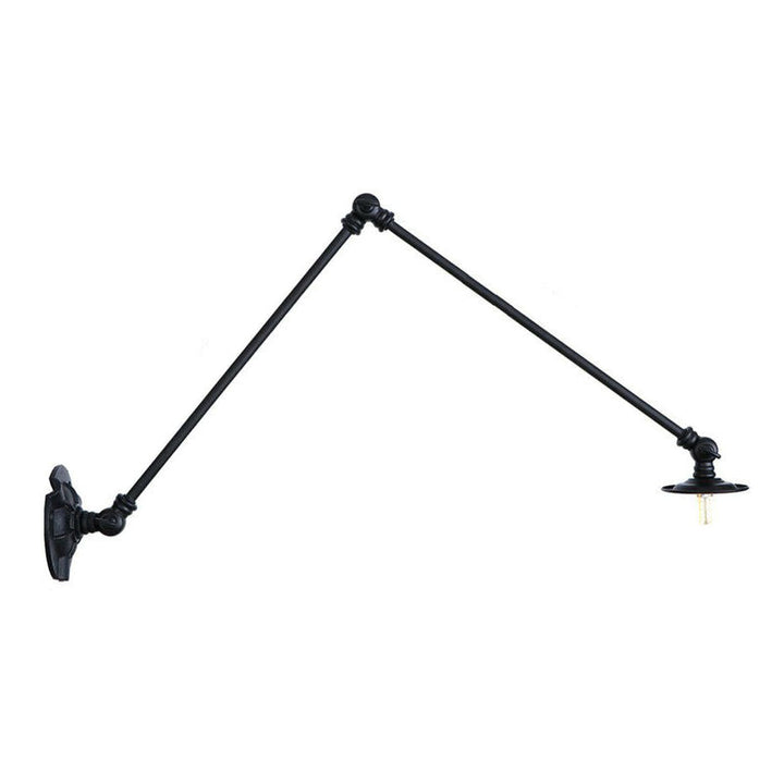 Skørter | Adjustable 2-arm iron wall lamp Warehouse 1-light studio task wall lamp with disc shade in black, 4"/12"/19.5" long