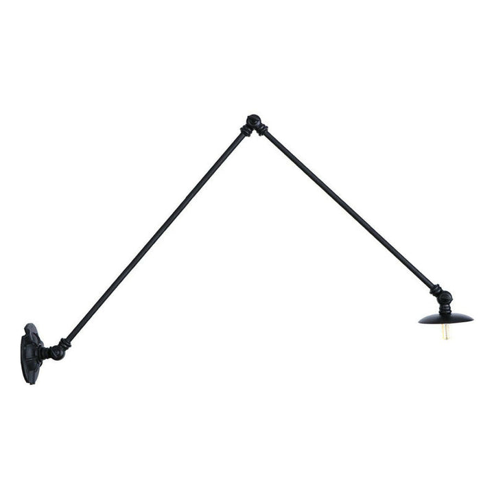 Skørter | Adjustable 2-arm iron wall lamp Warehouse 1-light studio task wall lamp with disc shade in black, 4"/12"/19.5" long