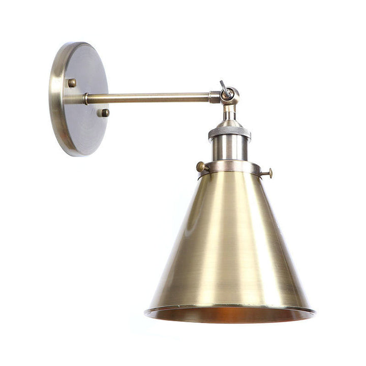 Lisslune | Bronze 1-Light Wall Spotlight Industrial Iron Rolled Edge Dish/Cone/Horn Wall Mount Light Fixture with Swivel Joint