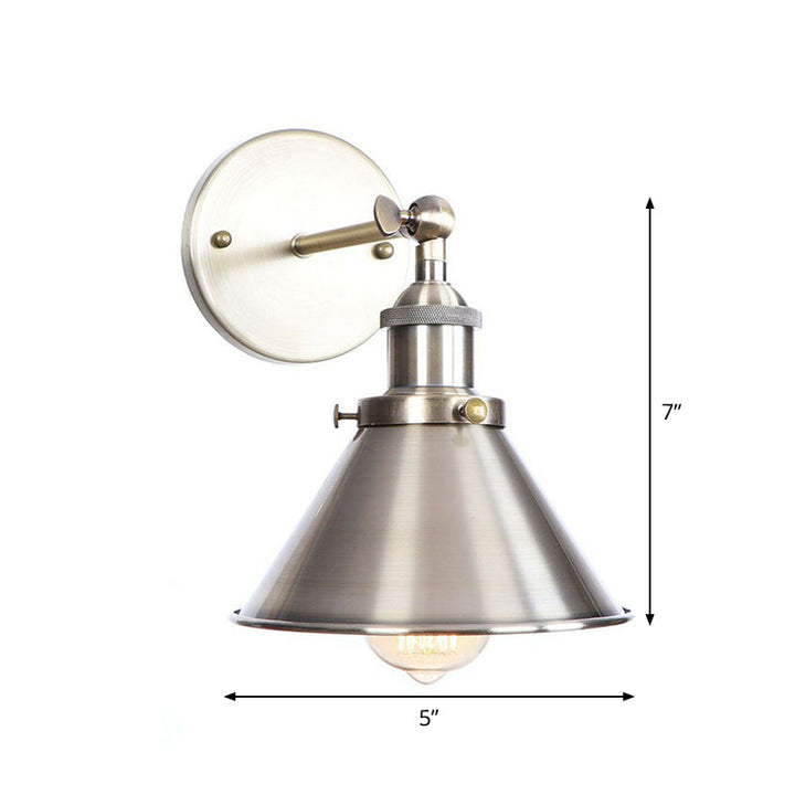 Lisslune | Bronze 1-Light Wall Spotlight Industrial Iron Rolled Edge Dish/Cone/Horn Wall Mount Light Fixture with Swivel Joint