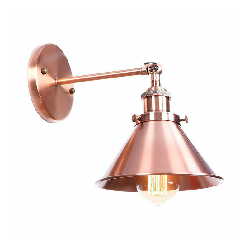 Lisslune | Adjustable Iron Copper Wall Reading Camp Horn/Bowl/Cone Single Lamp Loft Style Wall Lamp for Living Room