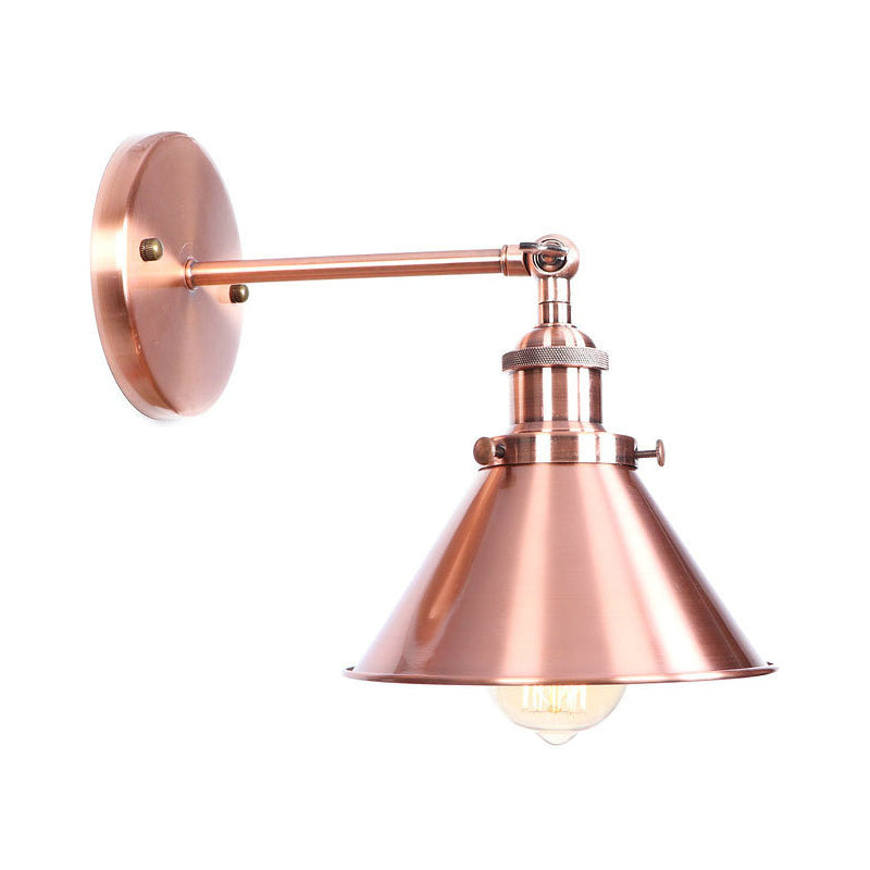 Lisslune | Adjustable Iron Copper Wall Reading Camp Horn/Bowl/Cone Single Lamp Loft Style Wall Lamp for Living Room