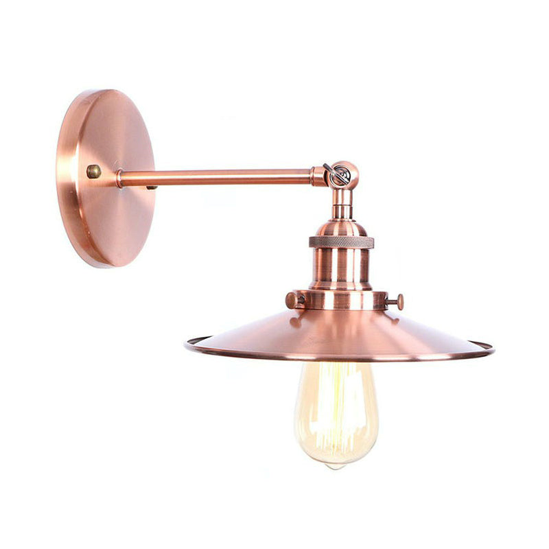 Lisslune | Adjustable Iron Copper Wall Reading Camp Horn/Bowl/Cone Single Lamp Loft Style Wall Lamp for Living Room