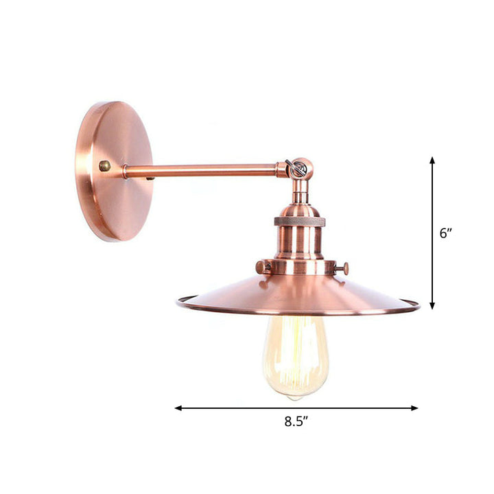 Lisslune | Adjustable Iron Copper Wall Reading Camp Horn/Bowl/Cone Single Lamp Loft Style Wall Lamp for Living Room