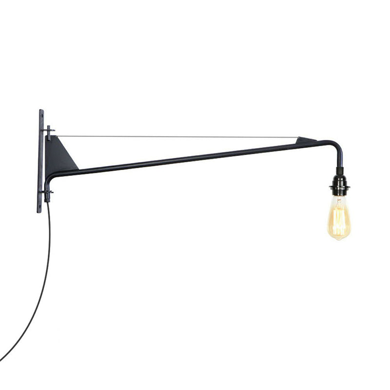 Lisslune | Industrial Scalloped/Exposed Wall Lamp 1/2-Light Iron Plug-in Wall Mounted Lighting with Long Swing Arm in Black