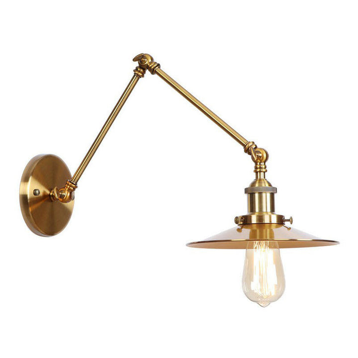 Lisslune | Iron Brass Wall Lighting Scalloped/Horn/Cone Single 6"/8" Width Antique Wall Lamp with Swing Arm