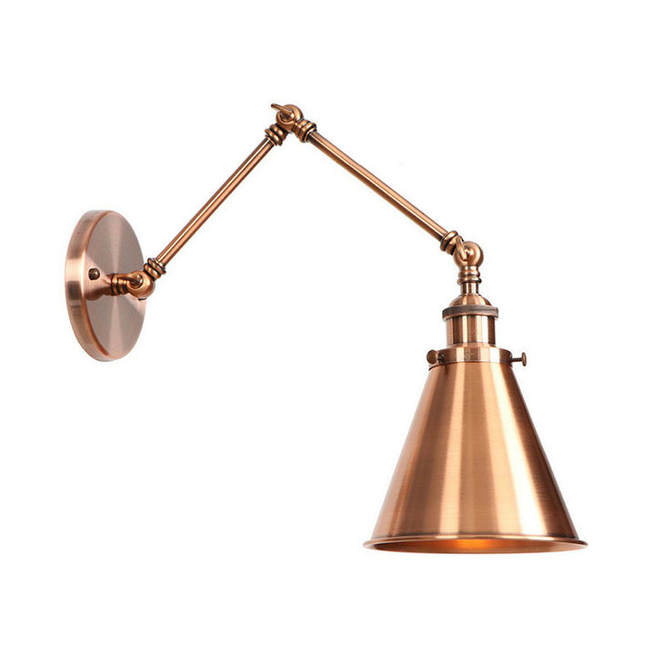 Lisslune | 6"/8" L 2-joint swivel arm iron wall light industrial 1 bulb studio work wall lamp with cone shade in bronze/copper