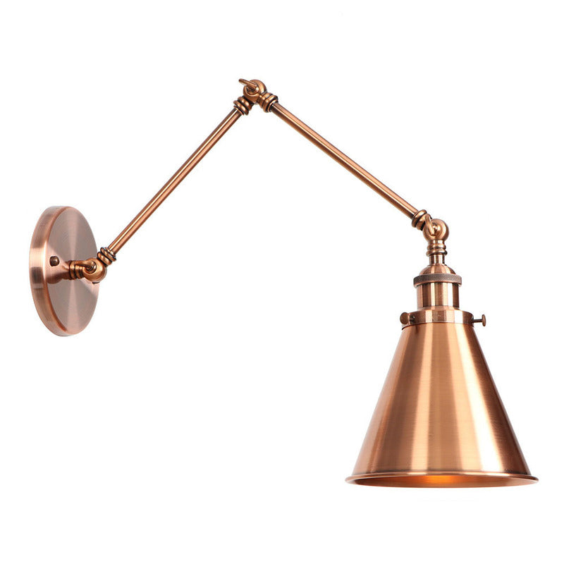 Lisslune | 6"/8" L 2-joint swivel arm iron wall light industrial 1 bulb studio work wall lamp with cone shade in bronze/copper