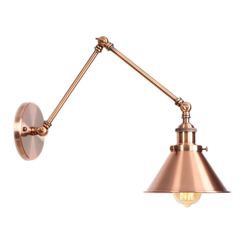 Lisslune | 6"/8" L 2-joint swivel arm iron wall light industrial 1 bulb studio work wall lamp with cone shade in bronze/copper