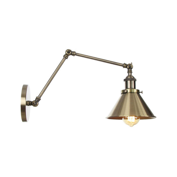 Lisslune | 6"/8" L 2-joint swivel arm iron wall light industrial 1 bulb studio work wall lamp with cone shade in bronze/copper