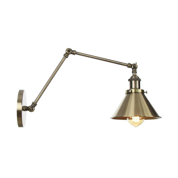 Lisslune | 6"/8" L 2-joint swivel arm iron wall light industrial 1 bulb studio work wall lamp with cone shade in bronze/copper