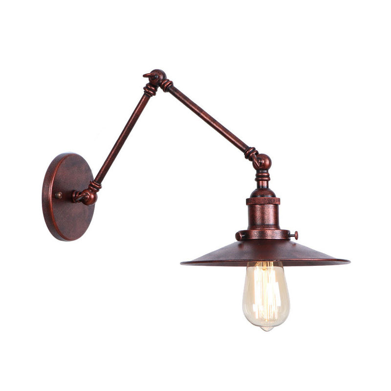 Lisslune | Rust Scalloped/Horn/Cone Wall Lamp Loft 1 Main Workshop Wall-Mounted Reading Lamp with 6"/8" Long Swing Arm