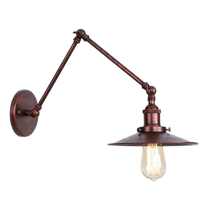 Lisslune | Rust Scalloped/Horn/Cone Wall Lamp Loft 1 Main Workshop Wall-Mounted Reading Lamp with 6"/8" Long Swing Arm