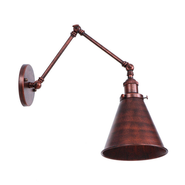Lisslune | Rust Scalloped/Horn/Cone Wall Lamp Loft 1 Main Workshop Wall-Mounted Reading Lamp with 6"/8" Long Swing Arm