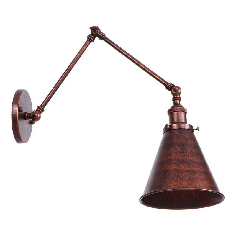 Lisslune | Rust Scalloped/Horn/Cone Wall Lamp Loft 1 Main Workshop Wall-Mounted Reading Lamp with 6"/8" Long Swing Arm