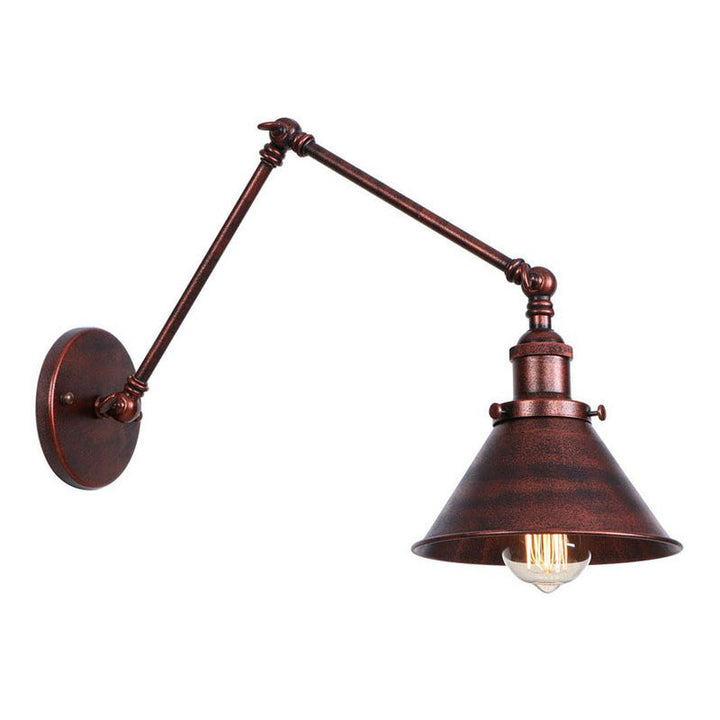 Lisslune | Rust Scalloped/Horn/Cone Wall Lamp Loft 1 Main Workshop Wall-Mounted Reading Lamp with 6"/8" Long Swing Arm