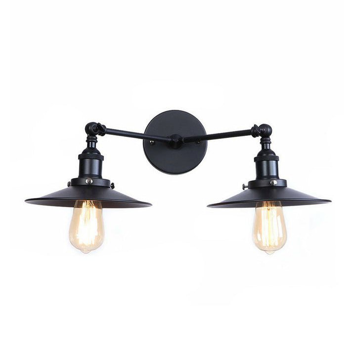 Lisslune | 2 Lights Wall Mounted Lamp Retro Cone/Shell Pivot Shade Metal Wall Light in Black for Bathroom