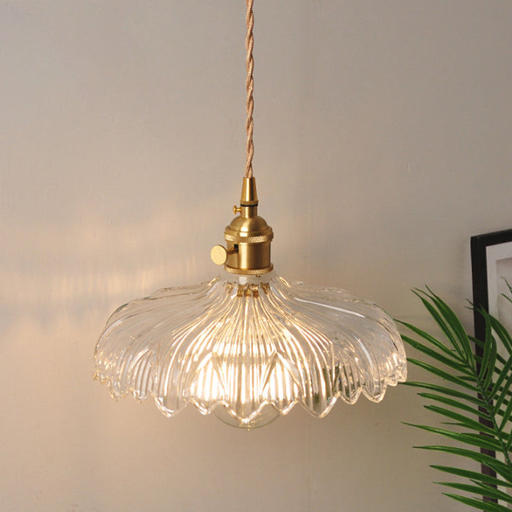 Skørter | Bowl/Cylinder Night Wall Lighting Antique Clear Prism/Wavy Glass 1 Lamp Brass Wall Light with Rotary Switch