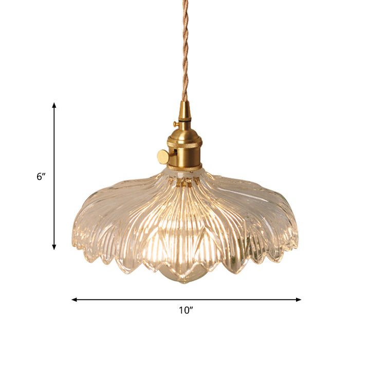 Skørter | Bowl/Cylinder Night Wall Lighting Antique Clear Prism/Wavy Glass 1 Lamp Brass Wall Light with Rotary Switch