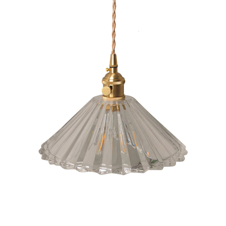 Skørter | Bowl/Cylinder Night Wall Lighting Antique Clear Prism/Wavy Glass 1 Lamp Brass Wall Light with Rotary Switch