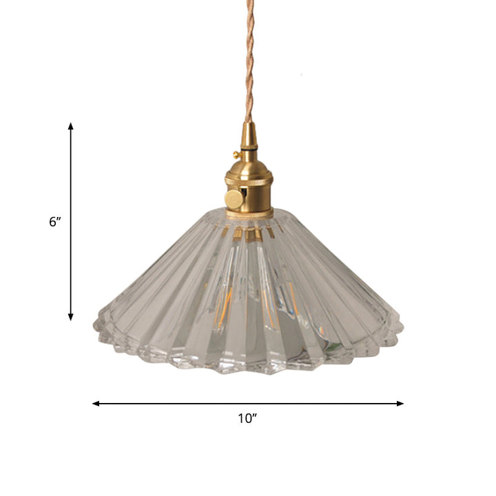 Skørter | Bowl/Cylinder Night Wall Lighting Antique Clear Prism/Wavy Glass 1 Lamp Brass Wall Light with Rotary Switch