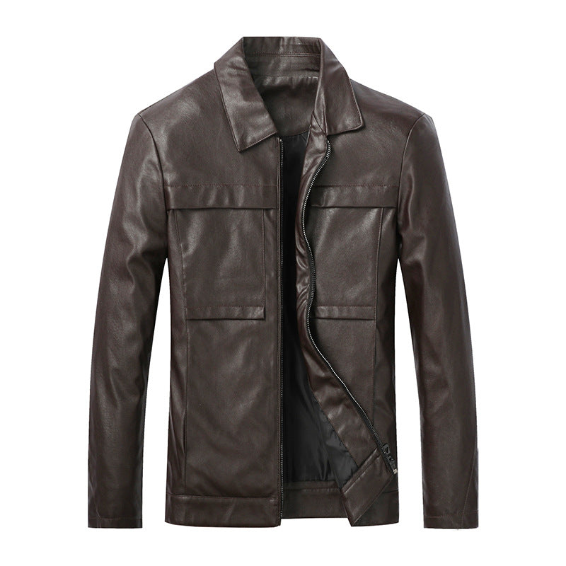 Men's Fashionable Synthetic Leather Jacket with Practical Storage Pockets Lisslune
