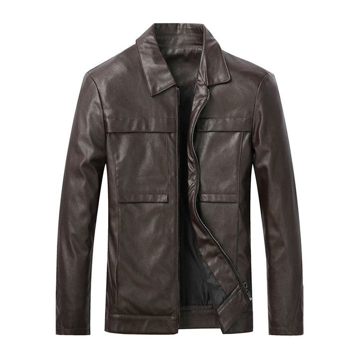 Men's Fashionable Synthetic Leather Jacket with Practical Storage Pockets Lisslune