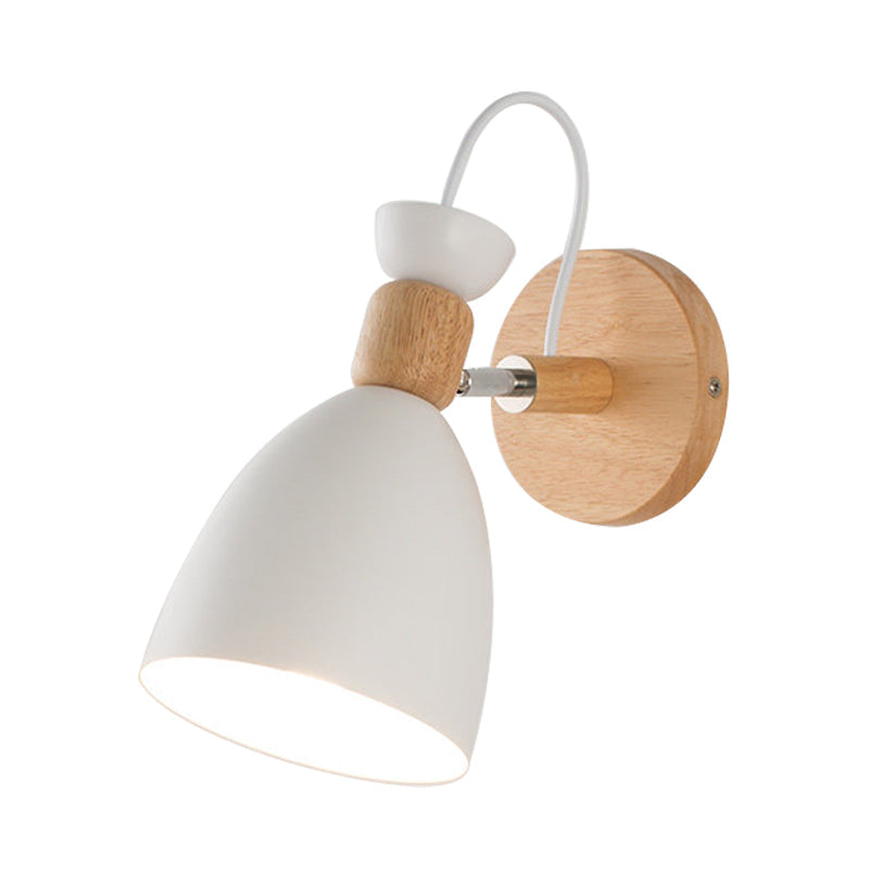Skørter | Children's room dome shaped wall light metallic and wood macaroon wall sconce light