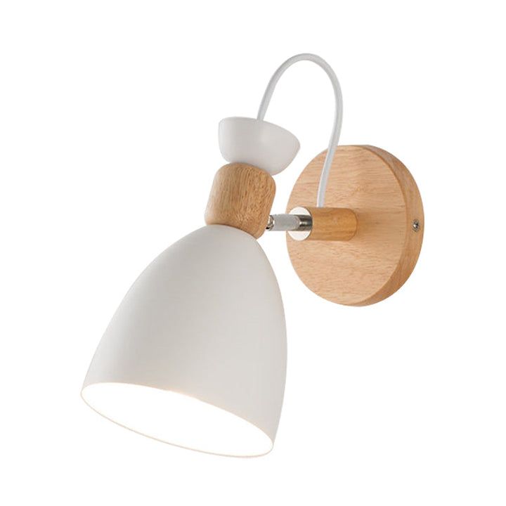 Skørter | Children's room dome shaped wall light metallic and wood macaroon wall sconce light