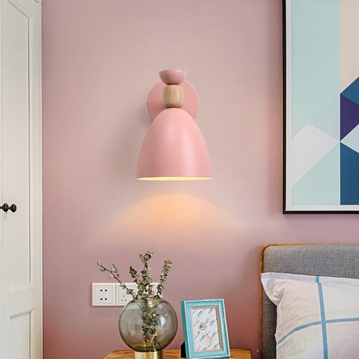 Skørter | Children's room dome shaped wall light metallic and wood macaroon wall sconce light