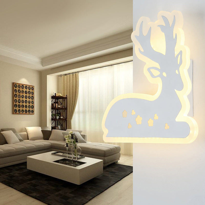 Skørter | Corridor Stair Sika Deer Wall Lamp Acrylic Animal White Finish Sconce Light