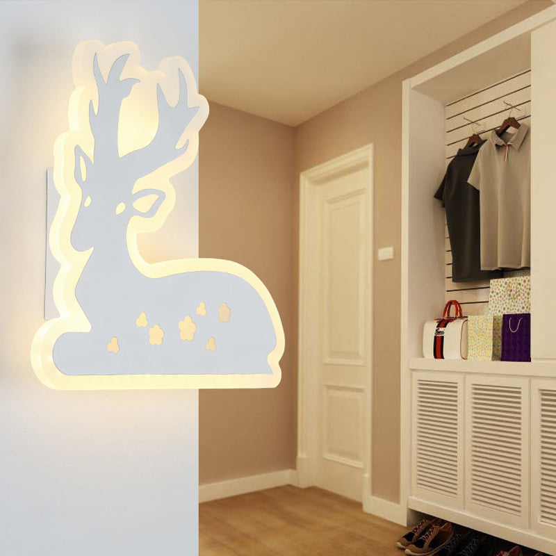 Skørter | Corridor Stair Sika Deer Wall Lamp Acrylic Animal White Finish Sconce Light