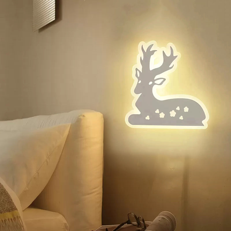 Skørter | Corridor Stair Sika Deer Wall Lamp Acrylic Animal White Finish Sconce Light