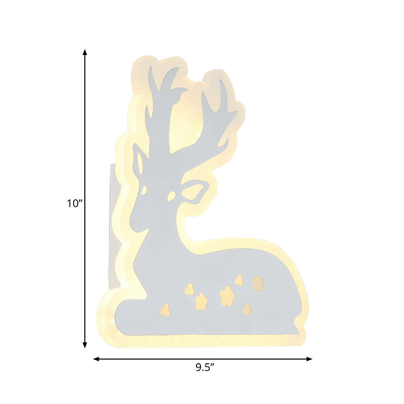 Skørter | Corridor Stair Sika Deer Wall Lamp Acrylic Animal White Finish Sconce Light