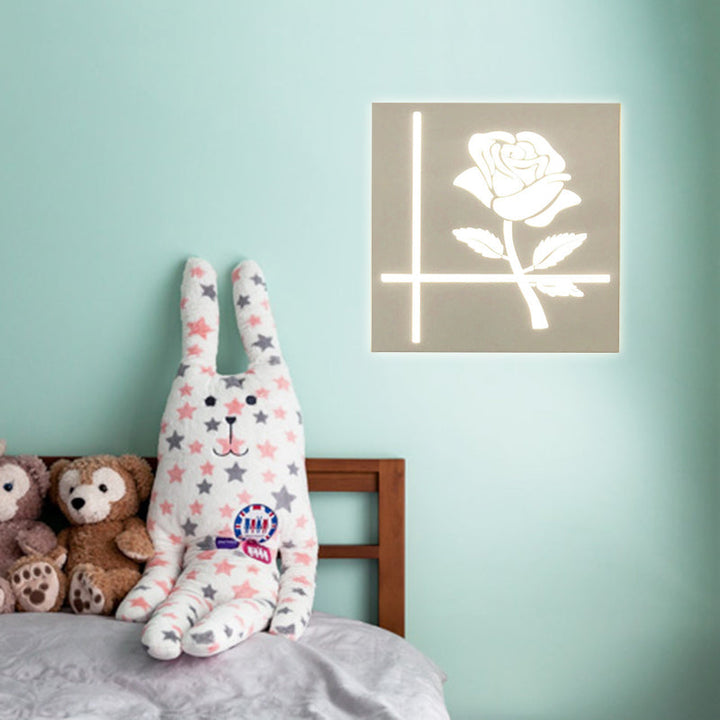 Skørter | Modern Style Square Wall Light with Plants Metal Wall Lamp in White for the Bathroom